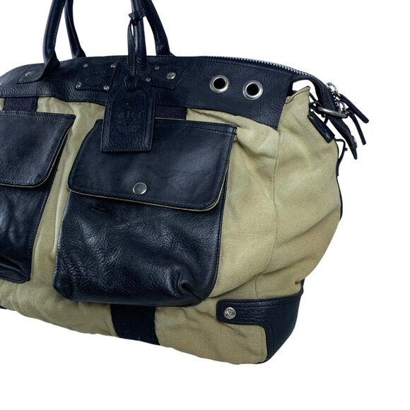 Will Leather Goods Canvas Leather Travel Duffle Bag Carry On Weekender - Picture 6 of 16